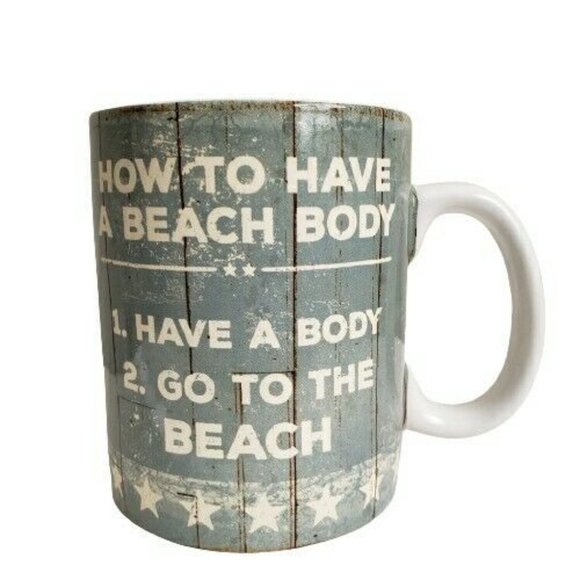 Pottery by Kathy "How to Have a Beach Body" Coffee Tea Mug 4.25 in - Picture 3 of 5